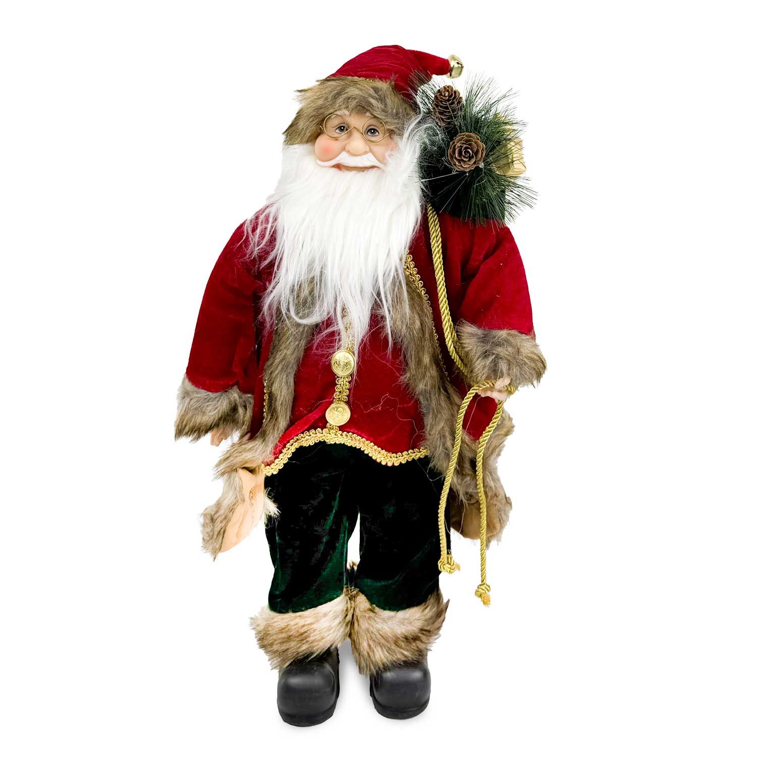 FEERIC LIGHTS & CHRISTMAS - Babbo Natale Di Velluto Rosso 60cm | Decorazione Natalizia Morbida