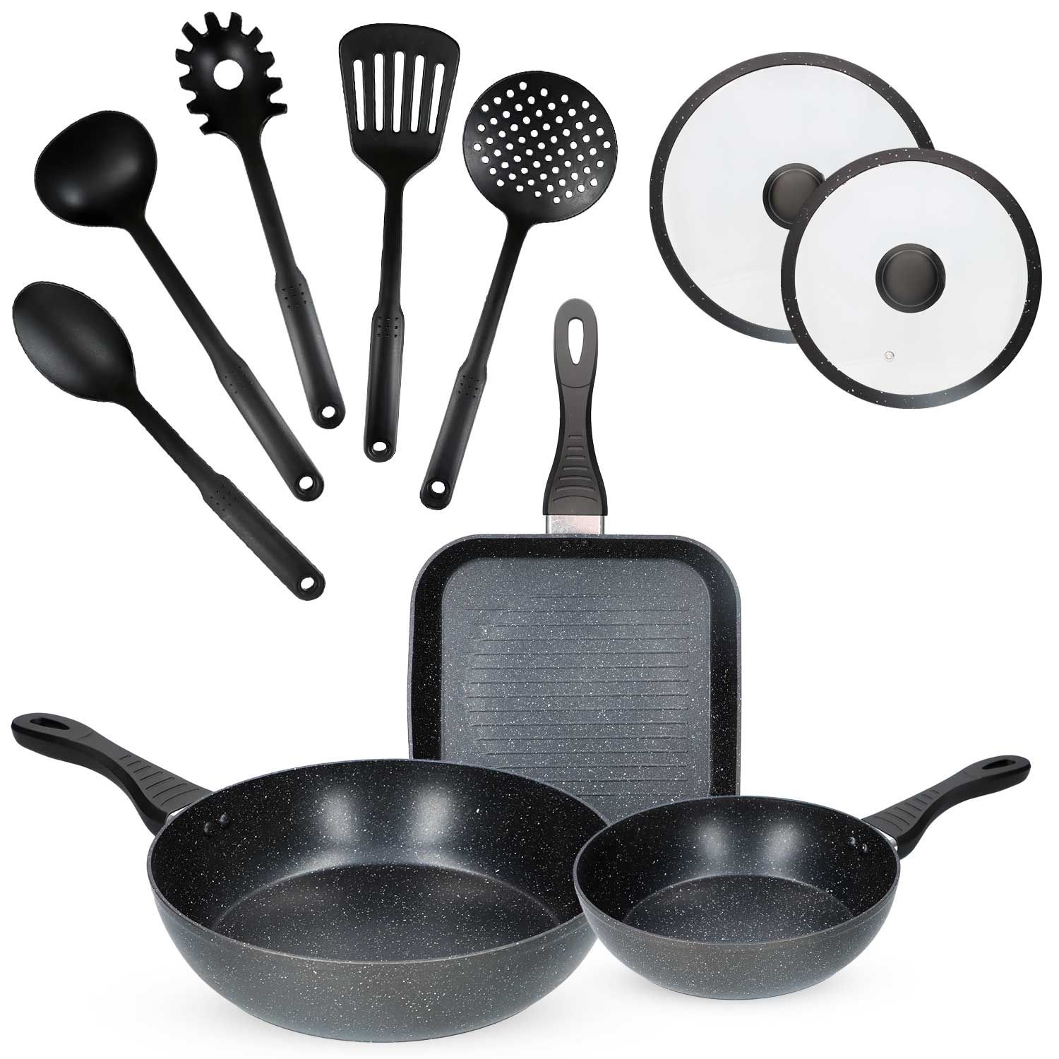 Bakken-Swiss Set Pentole Rimovibili 15 Pezzi In Granito Antiaderente – Manici Staccabili Impilabili, Adatte A Induzione E Forno, Colore Verde/Crema - 2