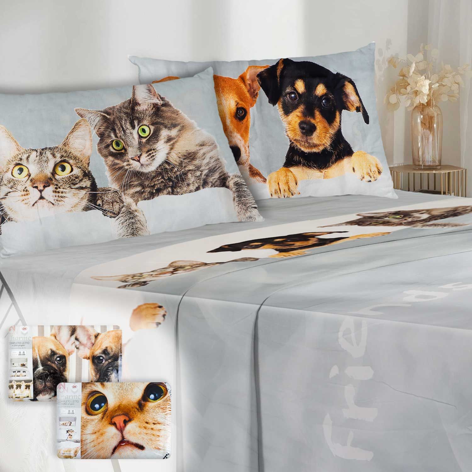 MERRY HOME Set Biancheria Letto Queen 7 Pezzi In Microfibra Con Piumino E Gonna - Bianco - 4