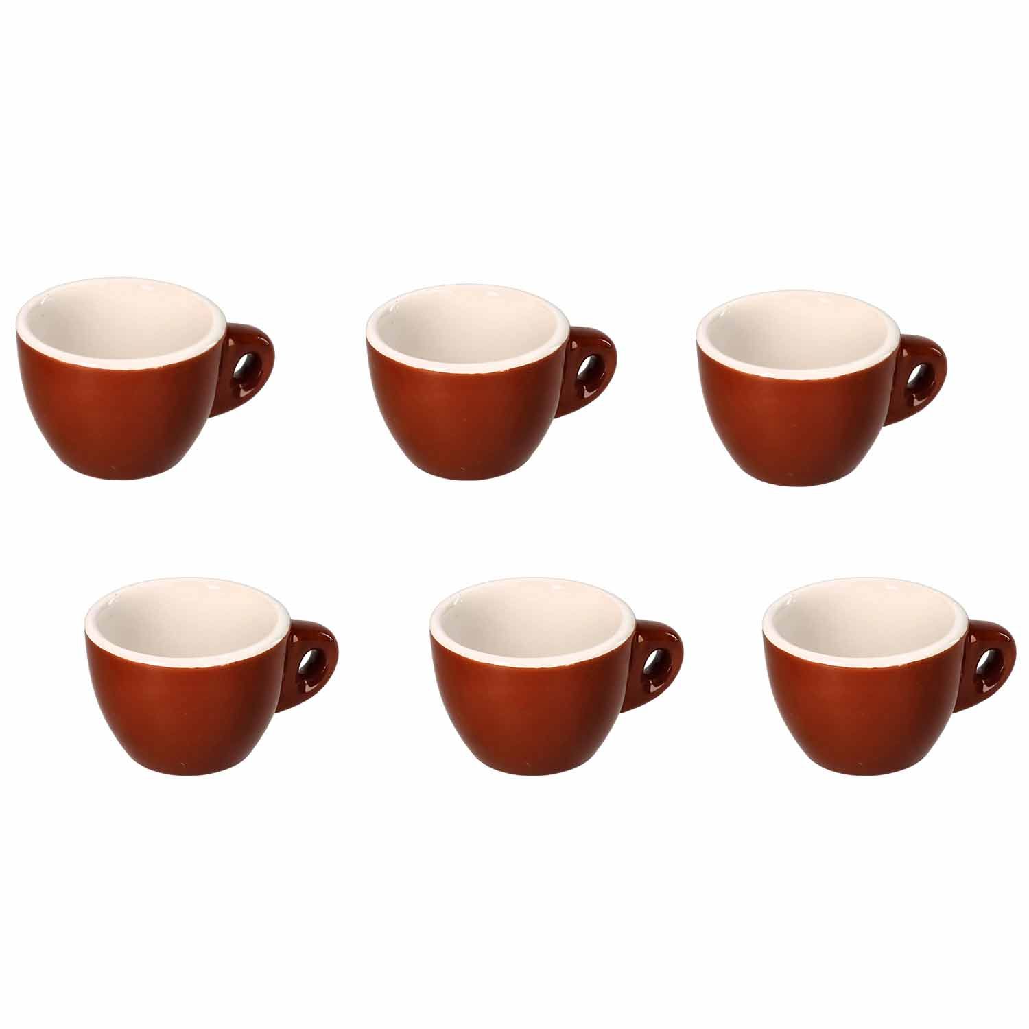Set 6 Tazzine Caffè Con Piattino In Ceramica Marrone - Stile Classico E Accogliente - Foto 6