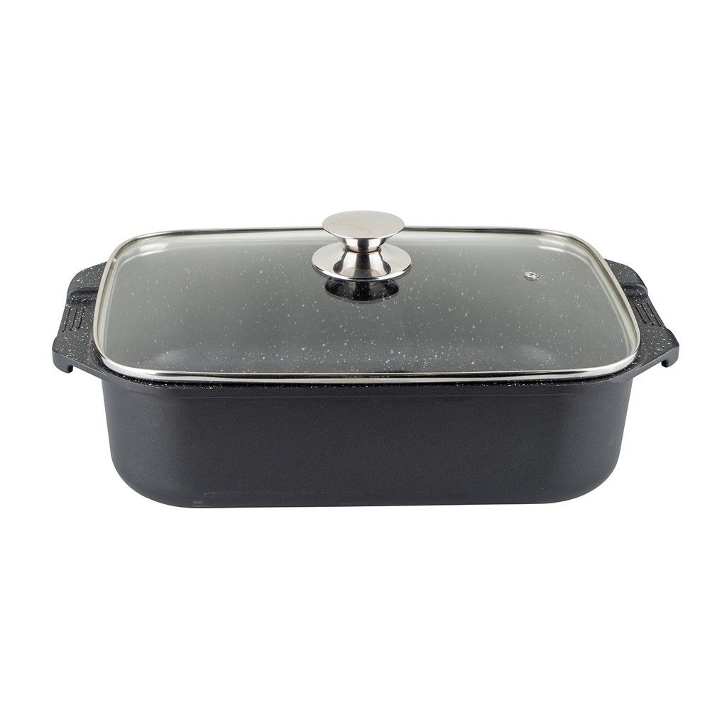 Teglia Per Lasagne In Acciaio Inox 188 – Profonda 7,6 Cm Con Coperchio E Manici Cool-Touch, 45x28 Cm, Lavabile In Lavastoviglie