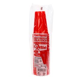 BICCHIERI IN PLASTICA ROSSI 50 PEZZI