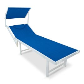 GIANTEX Set Di 2 Sedie a Sdraio Da Giardino Pieghevoli In Alluminio, Schienale e Poggiapiedi Regolabili, Con Cuscino Incluso, Ideali Per Esterni, Lettino Da Viaggio