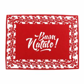 Set Tovagliette Natalizie Hillylolly 8 Pezzi Rosse In Feltro 40x30 Cm + 8 Sottobicchieri 10x10, Antiscivolo E Lavabili