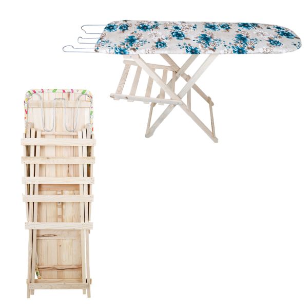 Asse Da Stiro In Legno Di Faggio Miriam - 120x35 Cm, Piano Regolabile In 3 Altezze, Per Casa