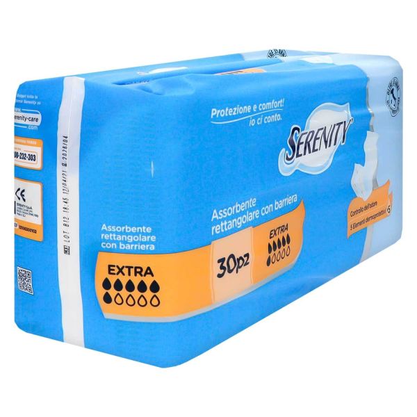 Pannolini Serenity Classic Rettangolari Con Barriera - Confezione Da 30 Pezzi Per Incontinenza