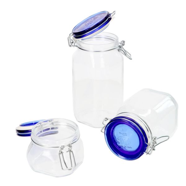 Set 3 Contenitori In Vetro Quadrati 2,1 Litri: Con Coperchi Ermetici, Per Dispensa, Pasta, Cereali, Caffè, Lavabili In Lavastoviglie