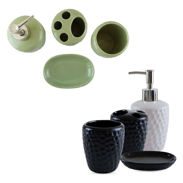 Barattoli Vetro Per Bagno Goramio - Set Da 4 Con Coperchi, Porta Q-tip, Rosa, 7x7x12 Cm - Foto 8
