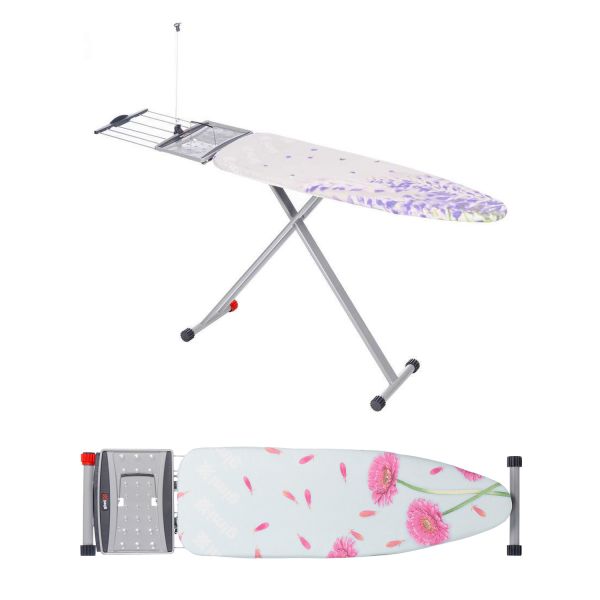 Asse Da Stiro Gimi Royale Con Portacaldaia - Piano 122x38cm, Regolabile In Altezza, Bianco - Foto 2