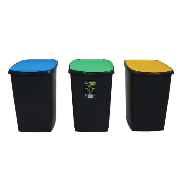 Giò Style PATTUMIERA ECO SOLUTION Lt. 35 - cm. 42,5x37,5x54 h Nero/Giallo
