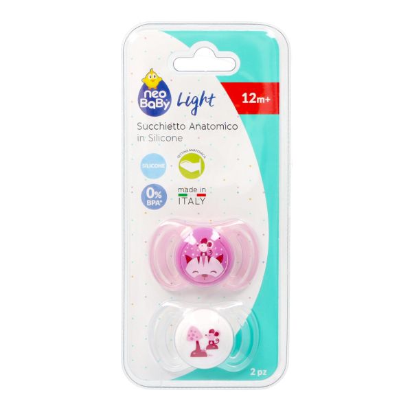 NEO BABY SUCCHIETTO ANATOMICO IN SILICONE 12M+ ROSA 2PZ