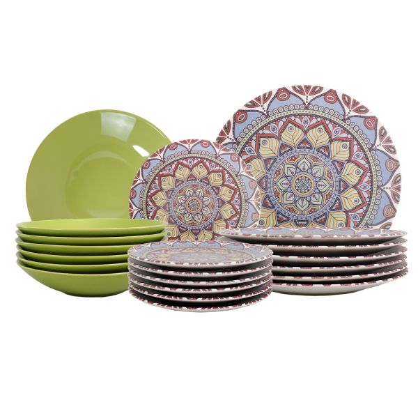 Lot De 18 Assiettes Live Costanza – Grès – 6 Plates, 6 Creuses, 6 à Dessert – Style Bavière Contemporain