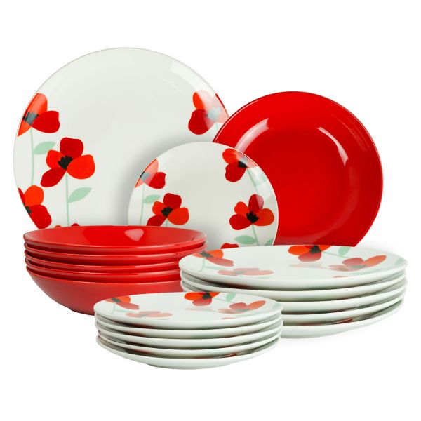 Servizio Piatti Tognana Magia 18 Pezzi In Porcellana - Colore Rosso Natalizio - Foto 7